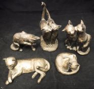 A collection of Frith Sculpture cat figures including "Marmaduke", "Tinkabelle", "Muffin",