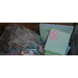 Two boxes of assorted children's storage baskets,