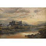 20TH CENTURY ENGLISH SCHOOL AFTER BENJAMIN WILLIAMS LEADER "Tintern Abbey", oil on canvas,