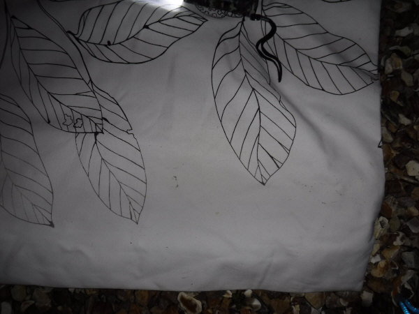 Two pairs of cotton monochrome interlined curtains with leaf and fruit decoration - Image 2 of 3