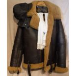 An Irvin RAF sheepskin flying jacket, together with cap,