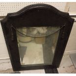 A 20th Century rectangular wall mirror with brown leather frame and iron rope decoration