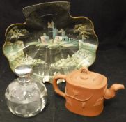 A cut glass and silver mounted grenade dressing table scent bottle,