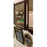A rectangular wall mirror in mahogany frame,