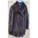 A dark brown mink fur jacket bearing label inscribed "By Gartenhaus"