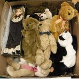 A box containing various soft toy bears by TY, Toni's Teddies, Russ etc,