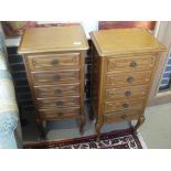 A pair of modern oak chests of slim proportions,