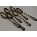 A set of six George III silver teaspoons (London 1813)