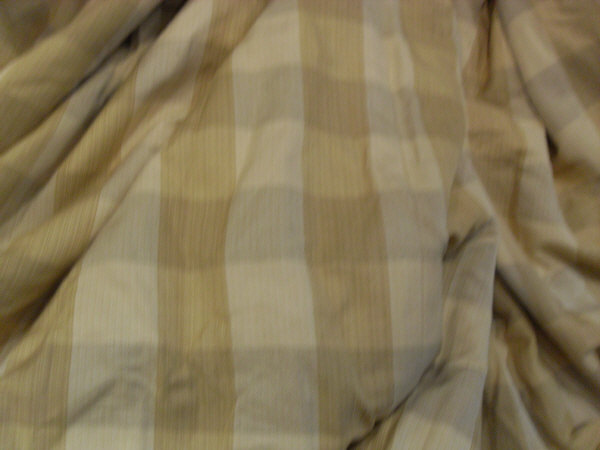 A pair of cotton interlined curtains of gold checked design and a further curtain together with a - Image 4 of 5
