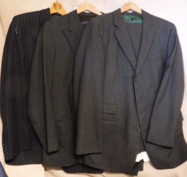 A Pakeman Catto & Carter pinstripe suit together with another pinstripe jacket and a Buckleigh of