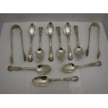 A set of nine George IV silver Kings pattern teaspoons (London 1824 by William Johnson),