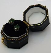 A pair of chrome diopside 9 carat gold stud earrings, approx 0.