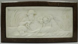 A 19th Century carved marble relief plaque depicting Father Thames AFTER JOHN BACON THE YOUNGER