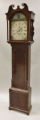 An early 19th Century Scottish mahogany cased long case clock with swan neck pediment with brass