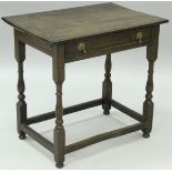 An oak side table in the early 18th Century manner,