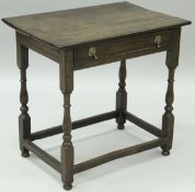 An oak side table in the early 18th Century manner,