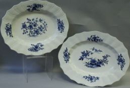A pair of 18th Century Tournai oval serving dishes, each with incised No.