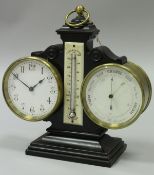 A Victorian weather station on ebonised support,