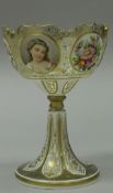 A 19th Century Bohemian overlaid enamelled and gilt decorated table centre,