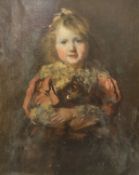 HETTIL "Young girl with arms folded", portrait study, three quarter length, oil on canvas,