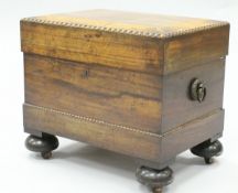A William IV rosewood and beaded decorated cellerette with fitted interior and beaded decoration,