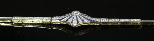 An early to mid 20th Century sapphire and diamond bracelet in the Belle Epoque manner,