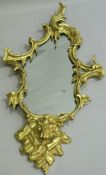 A 19th Century gilt framed shaped wall mirror in the rococo manner,