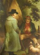 IN THE MANNER OF GEORGE MORLAND "Gentlemen conversing beneath tree whilst dogs look on",