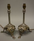 A pair of early 20th Century plated table lamps,