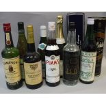 A box of various wines and spirits to include Blandy's Madeira x 1, Jameson Irish Whisky x 1,