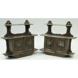 A pair of Victorian carved oak wall cabinets in the Black Forest taste,