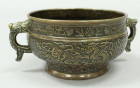A Chinese bronzed copper censer,