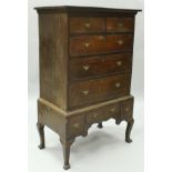 An 18th Century oak chest on stand,