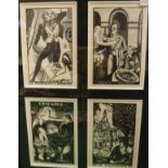 1920'S FRENCH SCHOOL "Wine advertising", block prints, various artists, twelve framed as six,