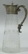 A late Victorian silver mounted cut glass claret jug,