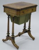 A Victorian burr walnut and inlaid games work table,