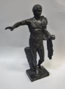 A Continental patinated bronze study of a figure (probably Caesar Augustus),