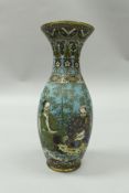 A Chinese cloisonné vase of baluster form with flared rim,