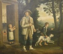 ROBERT DONALD ELLIOTT IN THE MANNER OF GEORGE MORLAND "Country scene of a man with machete and axe