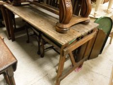 A trestle type table, a three part dressing table mirror, a Corinthian 215 pinball game,