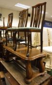 Six assorted chairs, dining chairs, an oak drop-leaf table, a mahogany two tier coffee table,