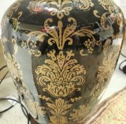 Two pairs of baluster bodied table lamps and shades,