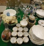 A collection of various china and glass wares to include Spode bone china "Oakley" coffee cans and