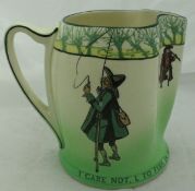 A Royal Doulton Isaac Walton ware jug depicting fisherman and inscribed "I care not to fish in seas,