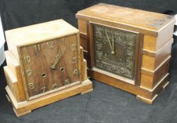 A 1930's oak cased mantle clock,