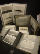 A large collection of various black and white photographs including Royal Navy ships, postcards,