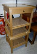 Four assorted caned side tables