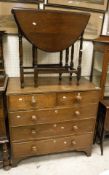 A Victorian oak chest of two short over three long drawers to bracket feet,