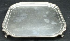 A 20th Century square silver salver with inset corners,