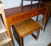 A modern two drawer side table, a nest of three occasional tables ,